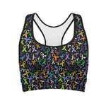 All Cancer Awareness Pattern Print Women's Sports Bra