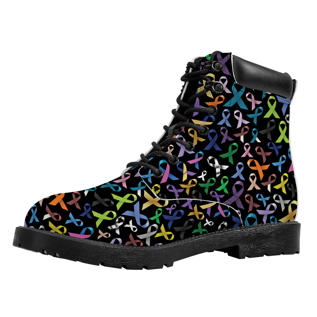 All Cancer Awareness Pattern Print Work Boots