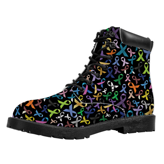 All Cancer Awareness Pattern Print Work Boots