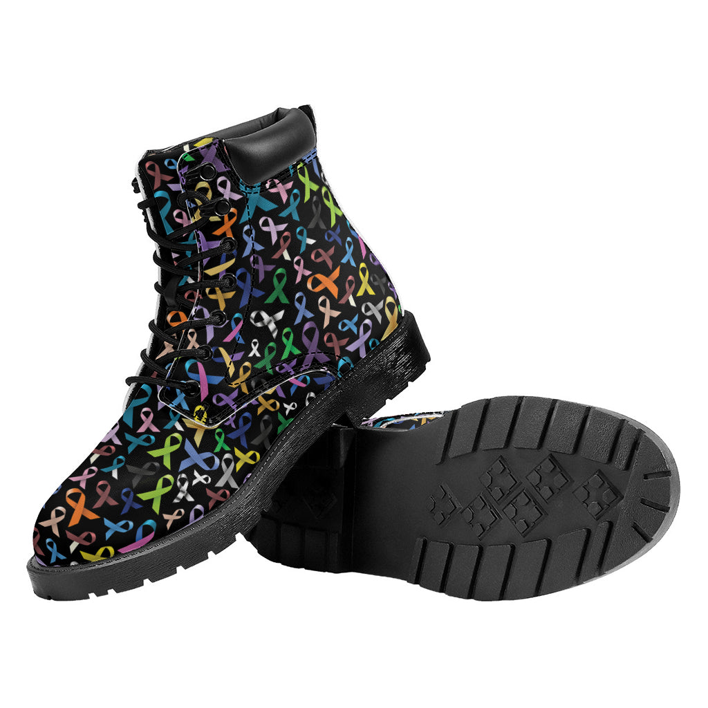 All Cancer Awareness Pattern Print Work Boots