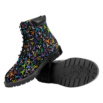 All Cancer Awareness Pattern Print Work Boots