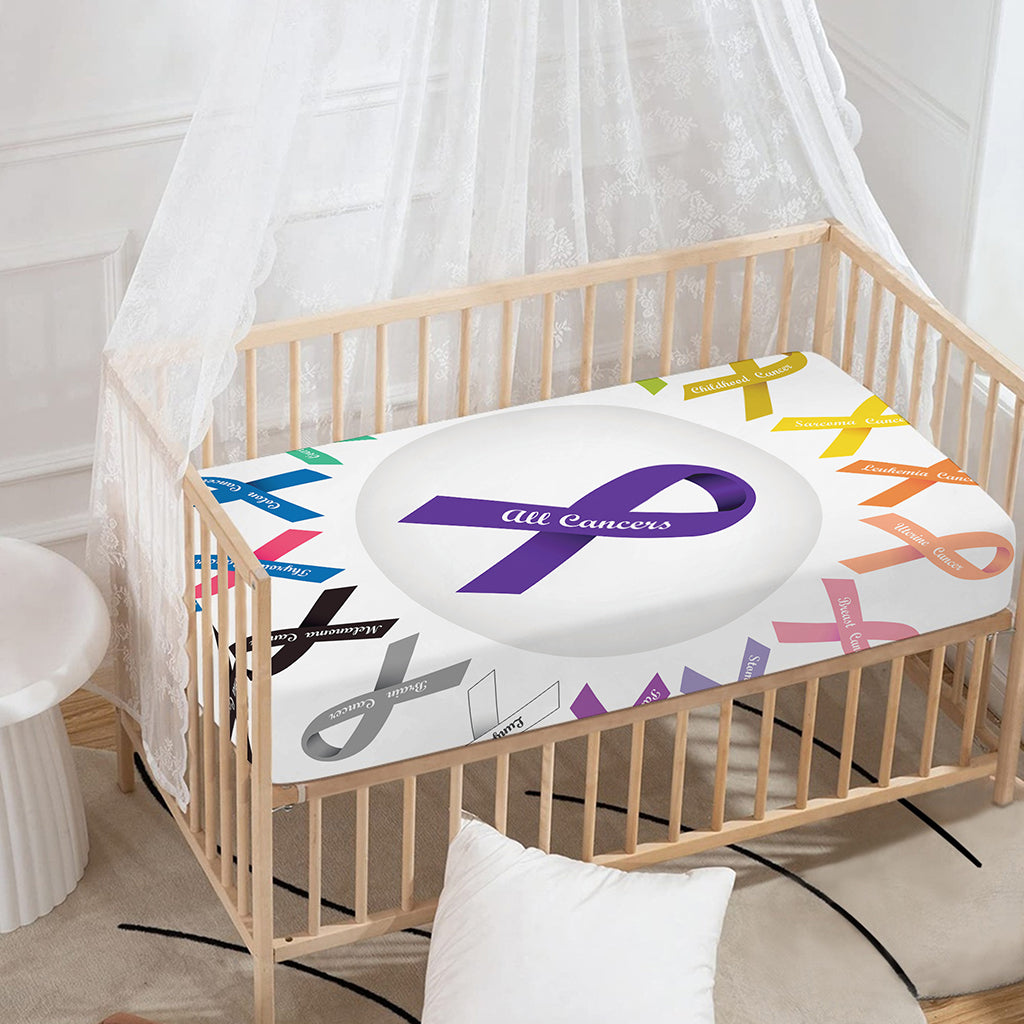 All Cancer Awareness Ribbons Print Baby Crib Sheet