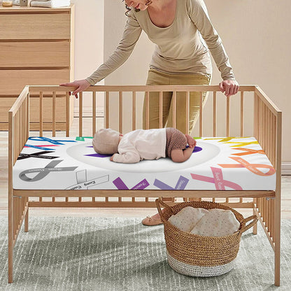 All Cancer Awareness Ribbons Print Baby Crib Sheet