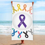 All Cancer Awareness Ribbons Print Beach Towel