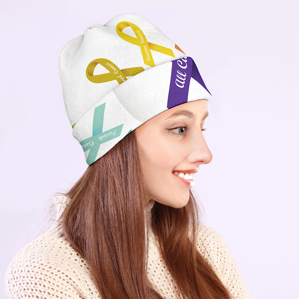 All Cancer Awareness Ribbons Print Beanie