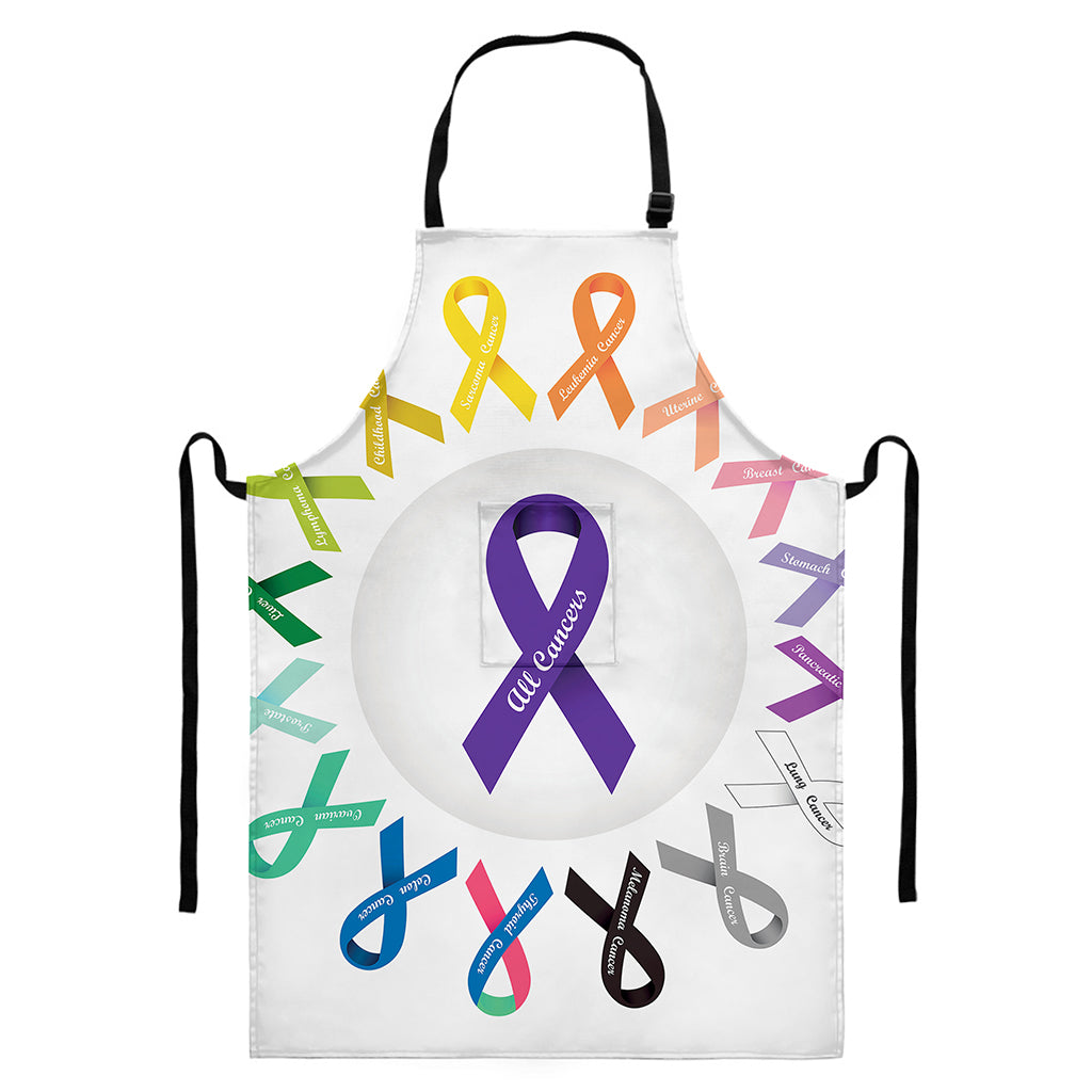 All Cancer Awareness Ribbons Print Bib Apron With Pocket