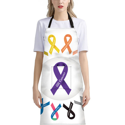 All Cancer Awareness Ribbons Print Bib Apron With Pocket