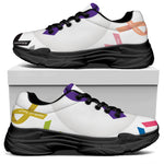 All Cancer Awareness Ribbons Print Black Chunky Shoes