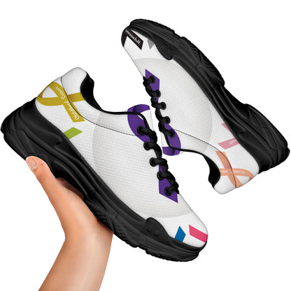 All Cancer Awareness Ribbons Print Black Chunky Shoes