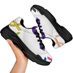 All Cancer Awareness Ribbons Print Black Chunky Shoes