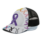 All Cancer Awareness Ribbons Print Black Mesh Trucker Cap
