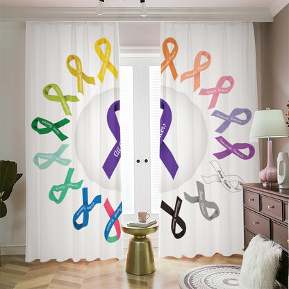 All Cancer Awareness Ribbons Print Blackout Pencil Pleat Curtains