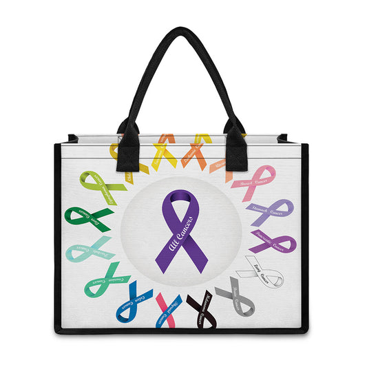 All Cancer Awareness Ribbons Print Canvas Tote Bag