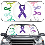 All Cancer Awareness Ribbons Print Car Windshield Sun Shade