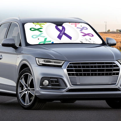 All Cancer Awareness Ribbons Print Car Windshield Sun Shade