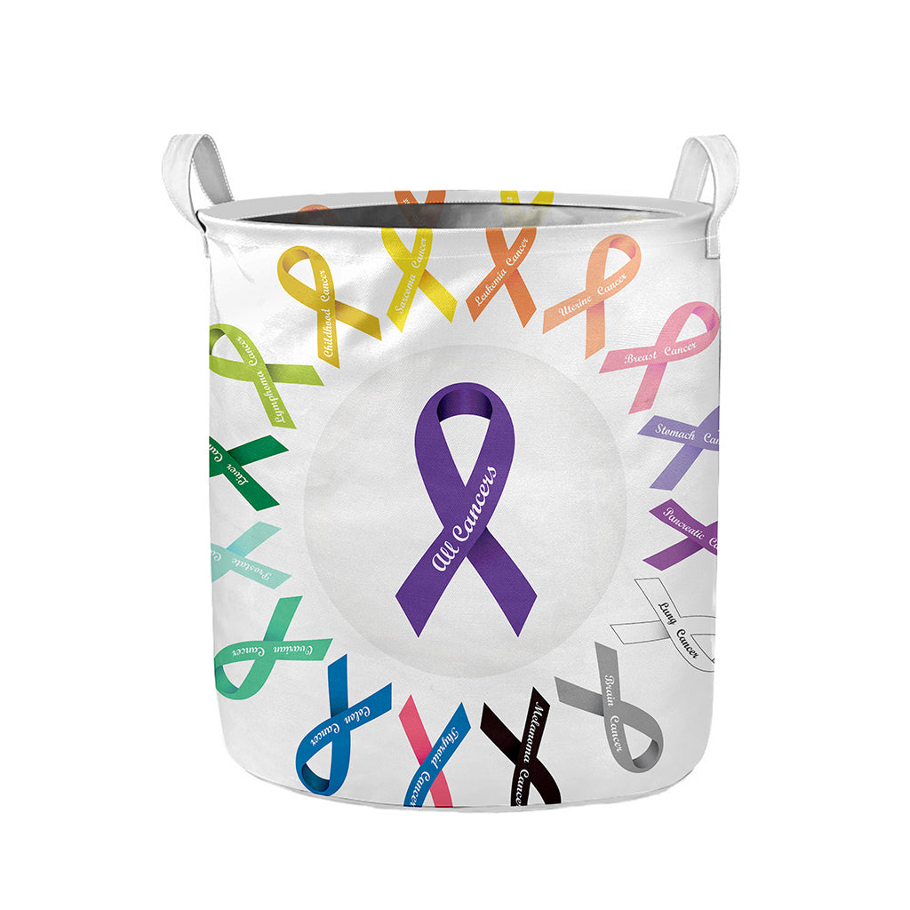 All Cancer Awareness Ribbons Print Collapsible Laundry Basket