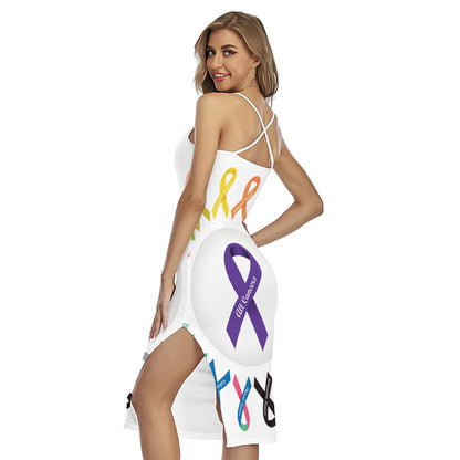 All Cancer Awareness Ribbons Print Cross Back Cami Dress