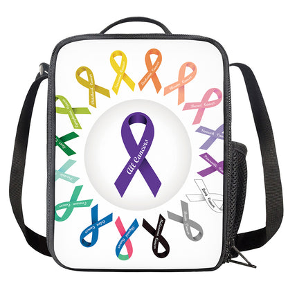 All Cancer Awareness Ribbons Print Crossbody Lunch Bag