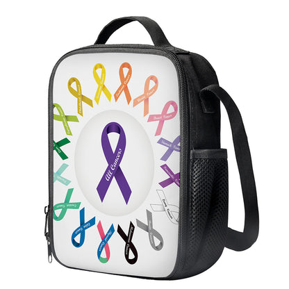 All Cancer Awareness Ribbons Print Crossbody Lunch Bag
