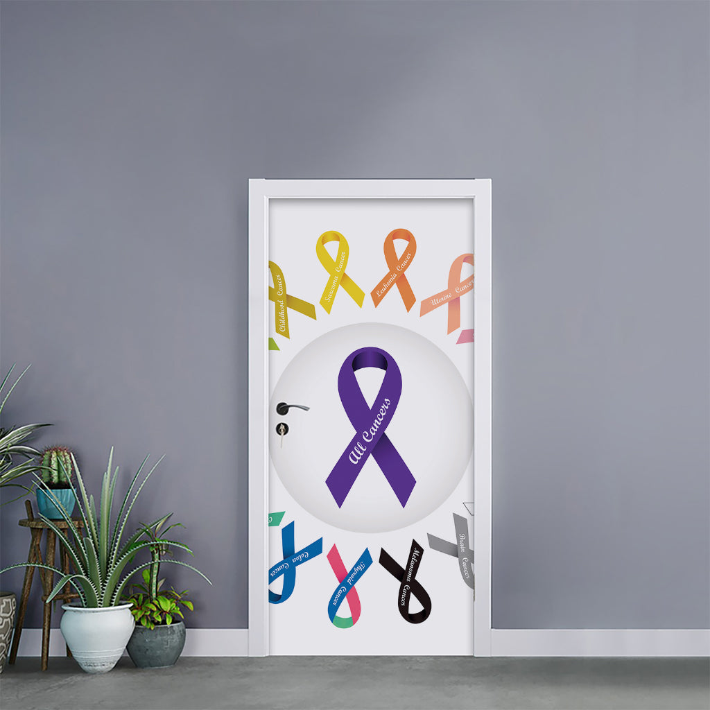 All Cancer Awareness Ribbons Print Door Sticker