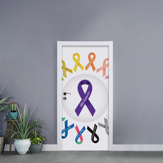 All Cancer Awareness Ribbons Print Door Sticker