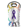 All Cancer Awareness Ribbons Print Double Neoprene Wine Tote