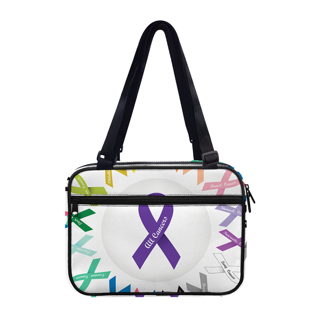 All Cancer Awareness Ribbons Print Double Strap Bible Bag