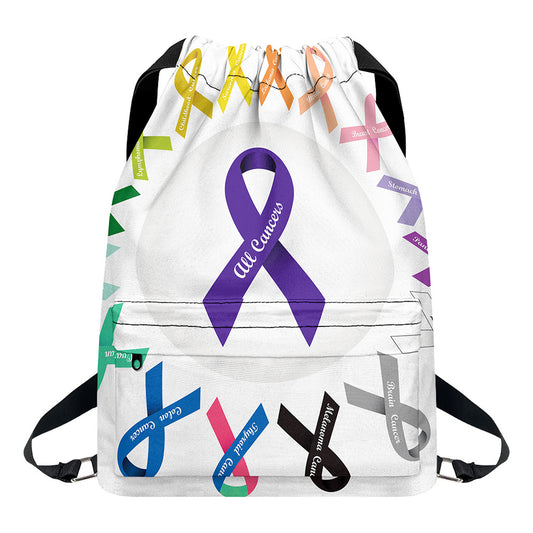 All Cancer Awareness Ribbons Print Drawstring Backpack