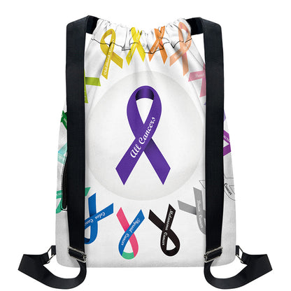 All Cancer Awareness Ribbons Print Drawstring Backpack