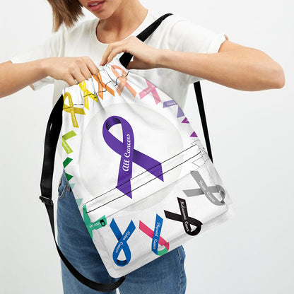 All Cancer Awareness Ribbons Print Drawstring Backpack