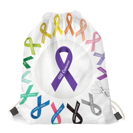 All Cancer Awareness Ribbons Print Drawstring Bag