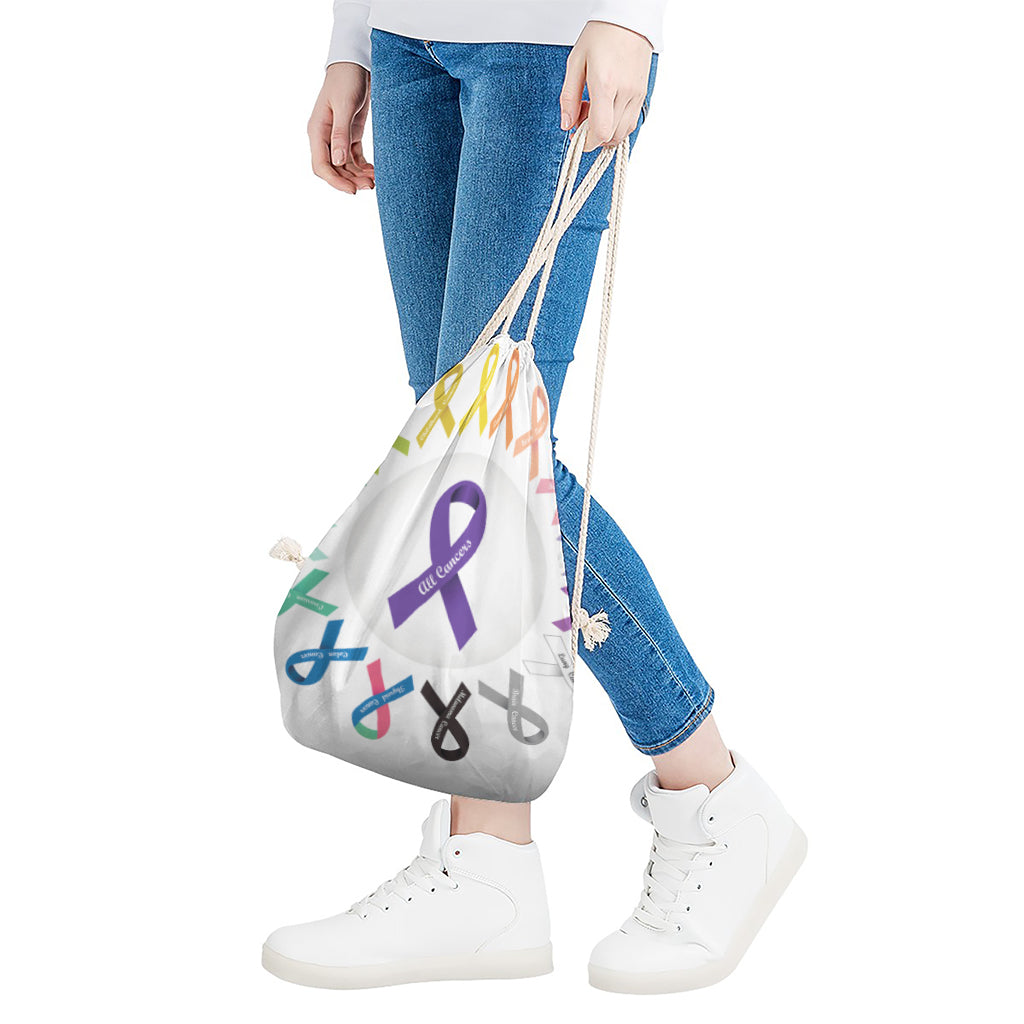 All Cancer Awareness Ribbons Print Drawstring Bag