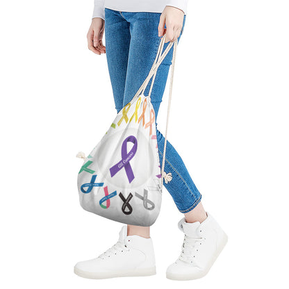 All Cancer Awareness Ribbons Print Drawstring Bag