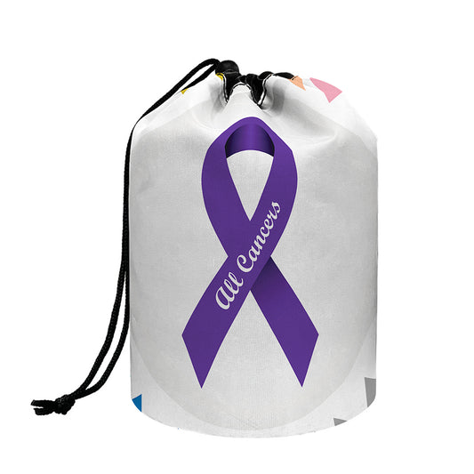 All Cancer Awareness Ribbons Print Drawstring Makeup Bag