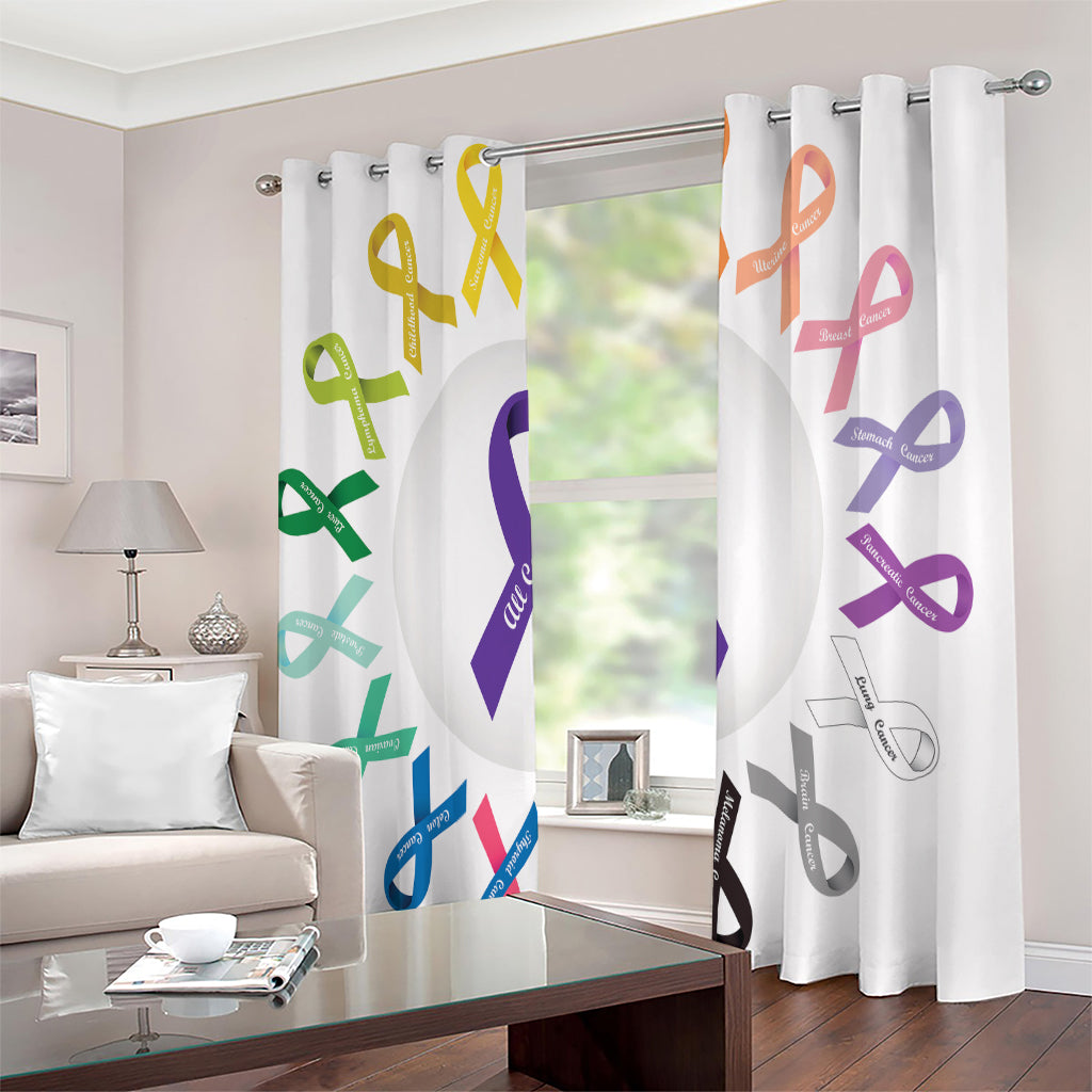 All Cancer Awareness Ribbons Print Extra Wide Grommet Curtains
