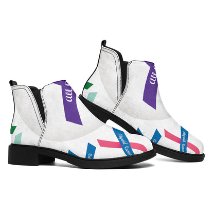 All Cancer Awareness Ribbons Print Flat Ankle Boots