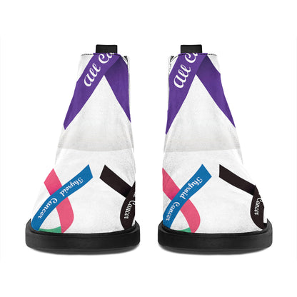 All Cancer Awareness Ribbons Print Flat Ankle Boots