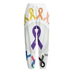 All Cancer Awareness Ribbons Print Fleece Lined Knit Pants