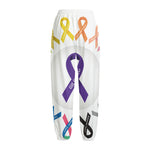 All Cancer Awareness Ribbons Print Fleece Lined Knit Pants