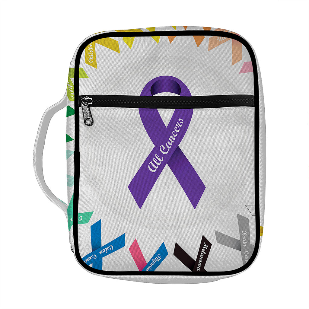 All Cancer Awareness Ribbons Print Front Pocket Bible Bag