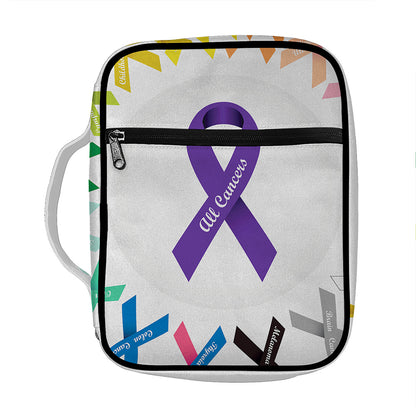 All Cancer Awareness Ribbons Print Front Pocket Bible Bag