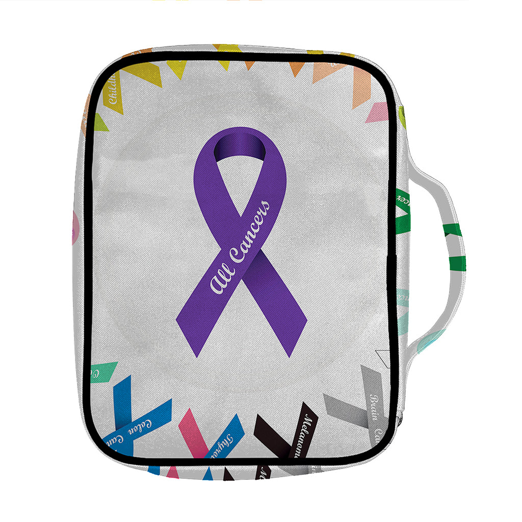 All Cancer Awareness Ribbons Print Front Pocket Bible Bag