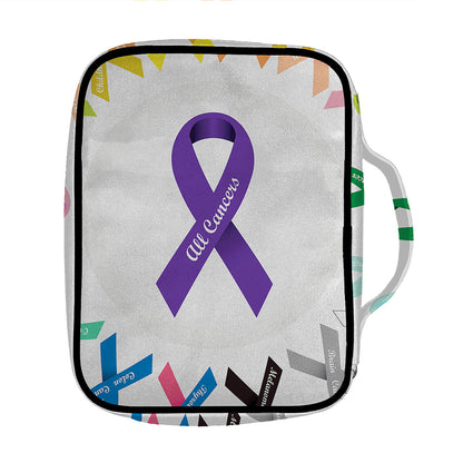 All Cancer Awareness Ribbons Print Front Pocket Bible Bag