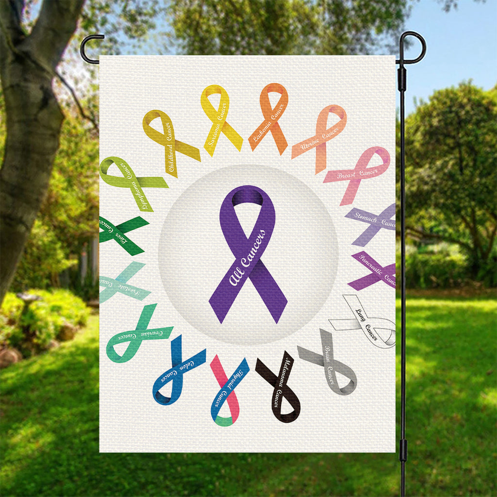 All Cancer Awareness Ribbons Print Garden Flag
