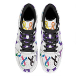 All Cancer Awareness Ribbons Print High Top Leather Sneakers
