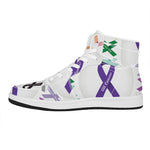 All Cancer Awareness Ribbons Print High Top Leather Sneakers