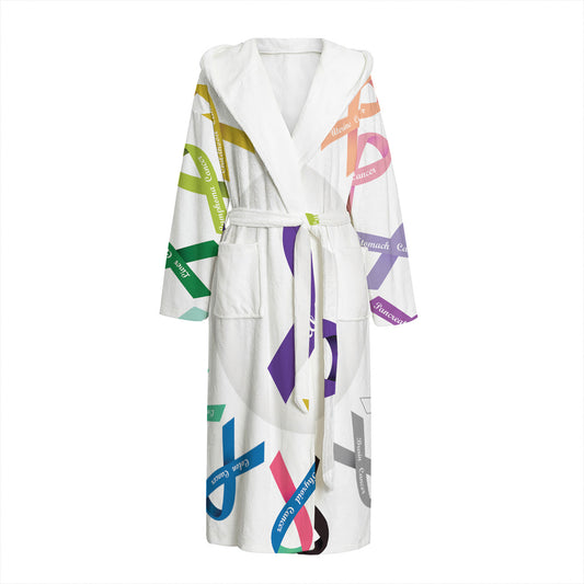 All Cancer Awareness Ribbons Print Hooded Bathrobe