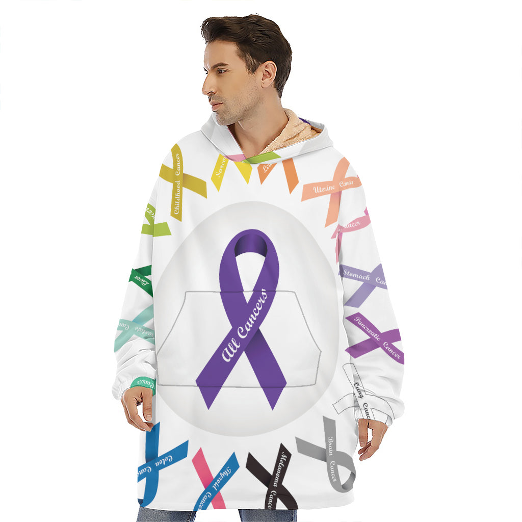All Cancer Awareness Ribbons Print Hoodie Blanket