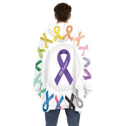 All Cancer Awareness Ribbons Print Hoodie Blanket
