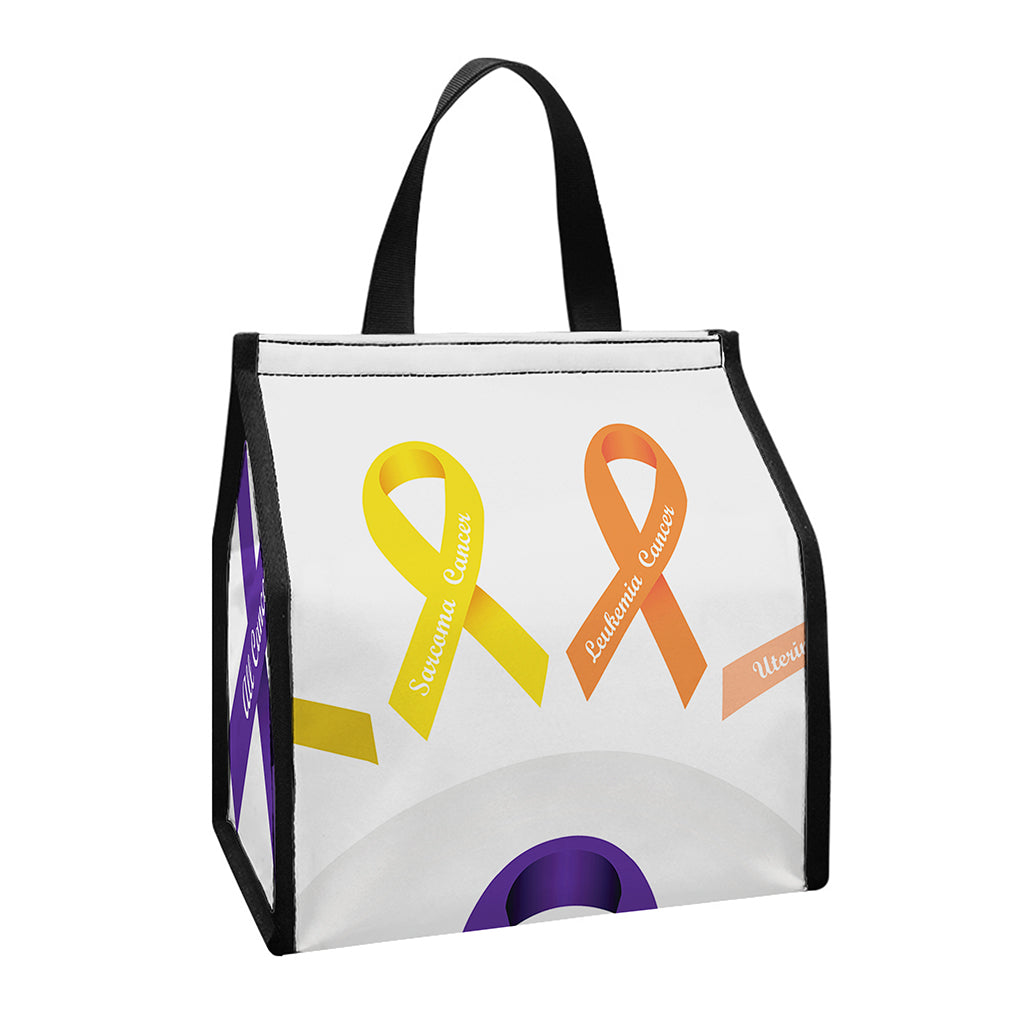 All Cancer Awareness Ribbons Print Insulated Lunch Tote